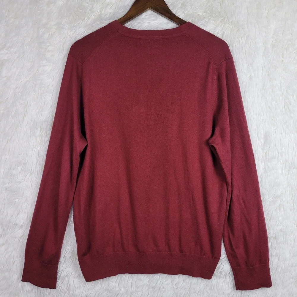 Banana Republic Mens L Red Silk Blend Sweater Luxury Blend Preppy Classic